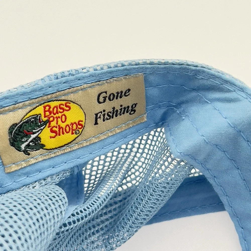 Bass Pro Shops Trucker Hat Snapback Blue White Mesh Fishing Cap.